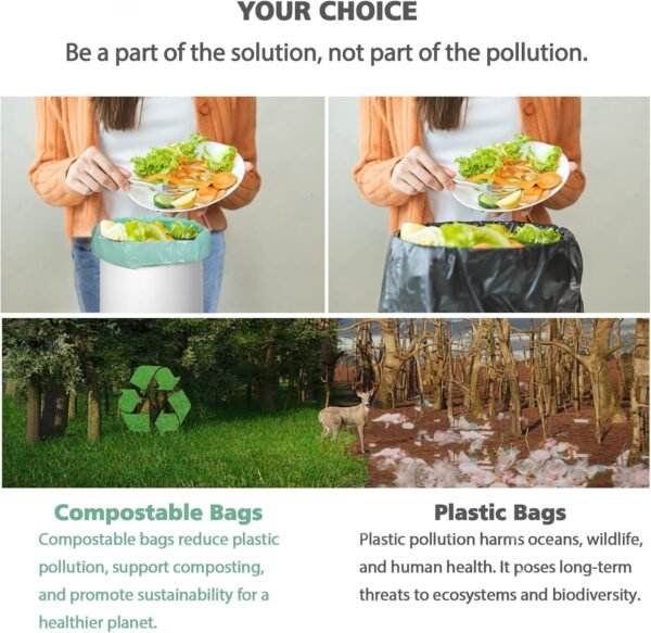 Compostable Trash Bags 1.2 Gallon 150 Packs,AYOTEE Small Compost Bags,Small Biodegradable Trash Bags Green Are Suitable For 1-2 Gallon And 4-8 Liter Small Trash bags can liner - Image 3