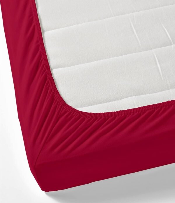 1000-Thread-Count 100% Pure Cotton Bed Sheets -4 Pc Queen Size Red Sheet Set, Single Ply Long Staple Combed Cotton Yarns, Best Luxury Sateen Weave, Fits Mattress Upto 17'' Deep Pocket - Image 3
