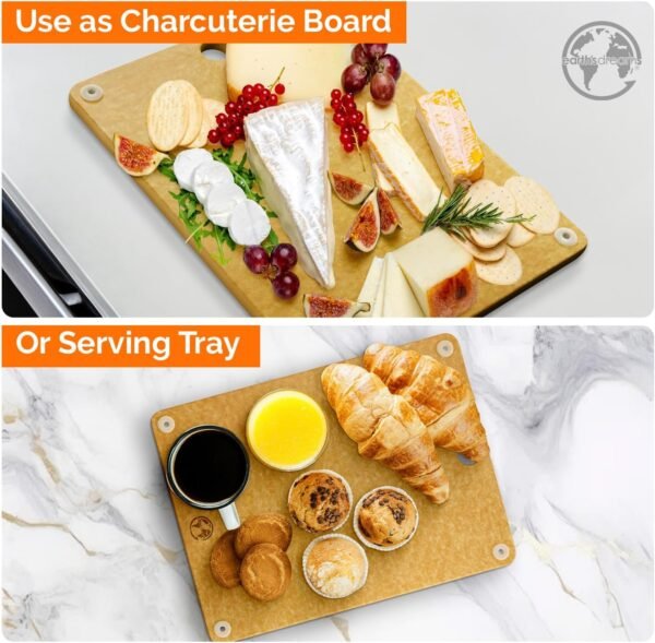 Earth's Dreams Wood Cutting Board Set - Heavy-Duty 3 Piece Cutting Board Set - Small, Large & Extra Large Cutting Board - Chacuterie Board - Best Non Plastic, Non Toxic Cutting Board - Dishwasher Safe - Image 6