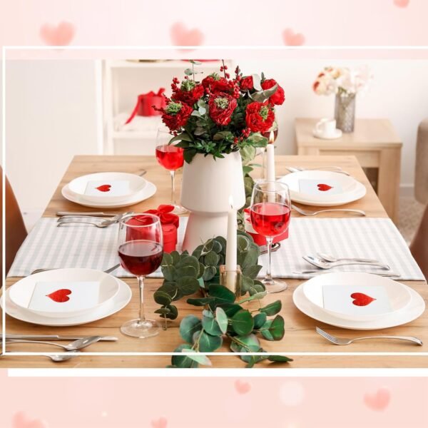 Janlaugh 200 Pcs Valentine Disposable Red Foil Love Heart Hand Napkins Decorative Paper Guest Towels for Valentine's Day Party Kitchen Lunch Dinner - Image 6