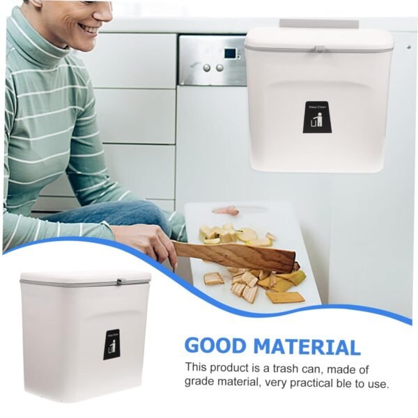 Alipis 1pc Trash Can with Lid Collapsible Compost Bin Filters Charcoal Rv Garbage Can for Trailer Kitchen Clear Hanging Trash Bin with Lid Recycle Bin Hanging Garbage Sensor Plastic White - Image 3