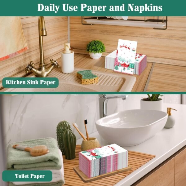 Vimorco Napkins Disposable Cloth Napkins, 200 Pack Guest Paper Towels, Cocktail Napkins Soft Absorbent Party Napkins Wedding Napkins for Kitchen, Dinners, New Year Party, Santa Claus Gift Snowman - Image 8
