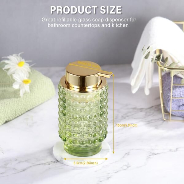 Glass Foaming Hand Soap Dispenser Foaming Soap Dispenser for Bathroom Decor Soap Dispenser with Pump（Foam Type/Green） - Image 6