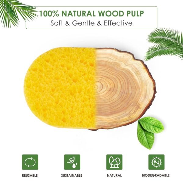 Biobased Face Cleansing Pads Facial Scrubber Sponges for Women&Men Exfoliation,Lint Free Reusable Daily Face Wipes Skincare Tools for Multi-Purpose - Image 3