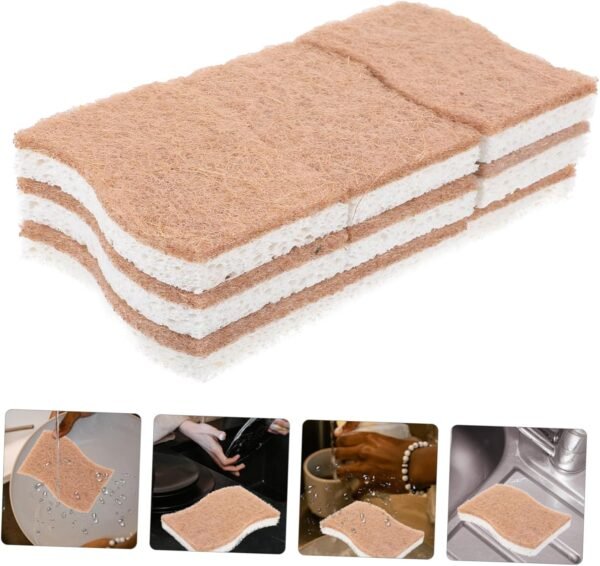 9pcs Kitchen Dish Sponge Dishwashing Scrubber Sink Cleaning Sponges Natural Dish Sponge Bowl Wash Sponges Dish Cleaning Sponges Kitchen Cleaning Sponges Scrubber Pads Work on Sisal - Image 6