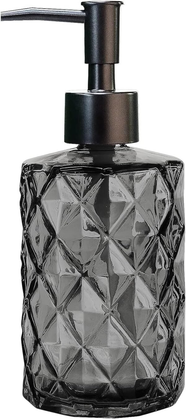 Glass Soap Dispenser with Plastic Pump, 330ml/11oz. Liquid Hand Soap Dispenser for Bathroom and Kitchen, Hand-Pump Dispenser for Dishwashing Liquid, Lotion, Soap, Shower Gel, Essential Oil (Black) - Image 7