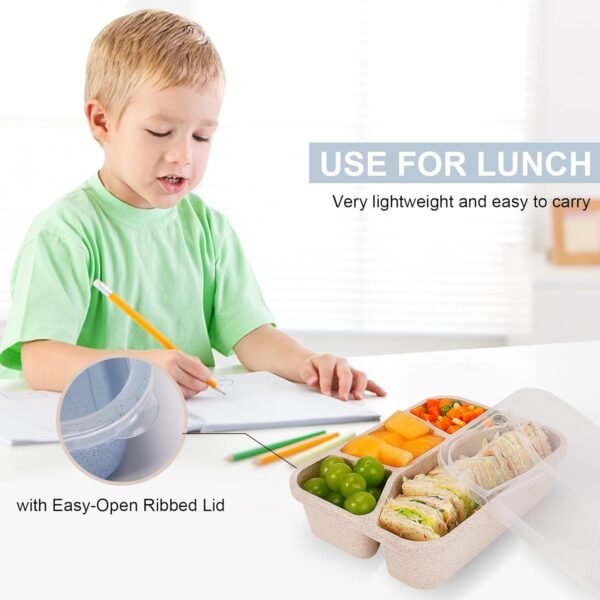 4 PCS Bento Lunch Box,4 Compartment Meal Prep Lunch Containers,Leak Proof Bento Box Adult Lunch Box,BPA Free Plastic Reusable Food Storage Container with lid,Microwave/Freezer/Dishwasher Safe - Image 4