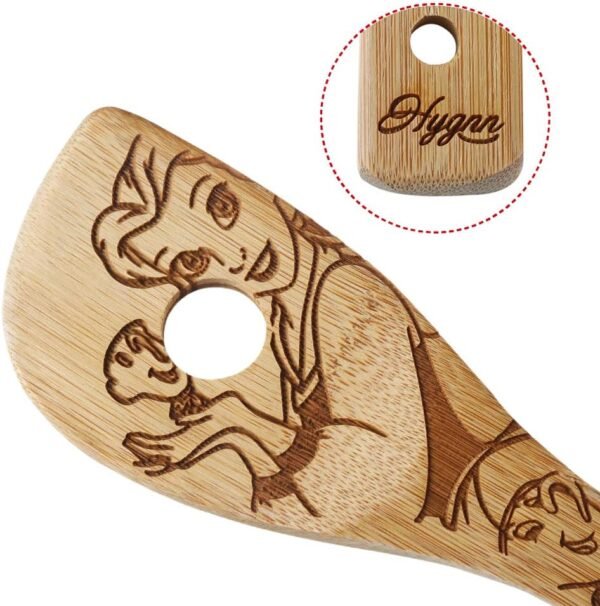 Beauty and the Beast Burned Wooden Spoons Cooking &Serving Utensils Set Bamboo Spoon Slotted Kitchen Utensil Fun Gift Idea Warming Present (Set of 5) - Image 3