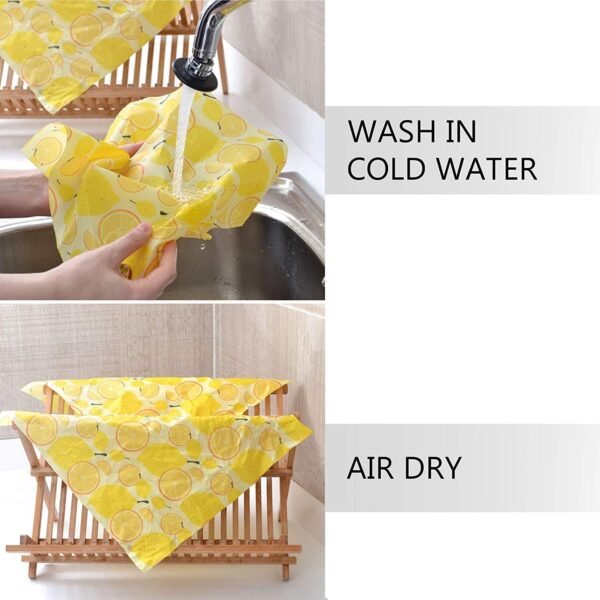 Organic Beeswax Wraps | Reusable, Eco-Friendly Food, Sandwich, Snack Wrap | Plastic Free | Premium Set of 6, 1 Large, 1 Medium, 1 Small Wrap, Button, Tie and Refresh Wax for Longer Usage - Image 7