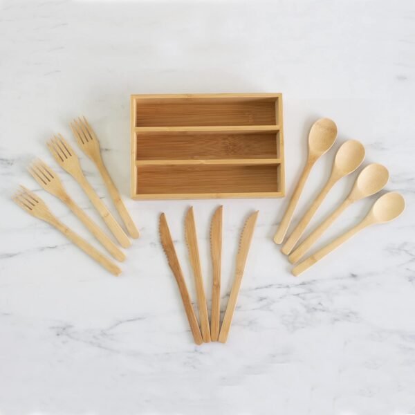 Totally Bamboo 12-Piece Reusable Bamboo Flatware Set with Portable Storage Case, Dishwasher Safe - Image 5