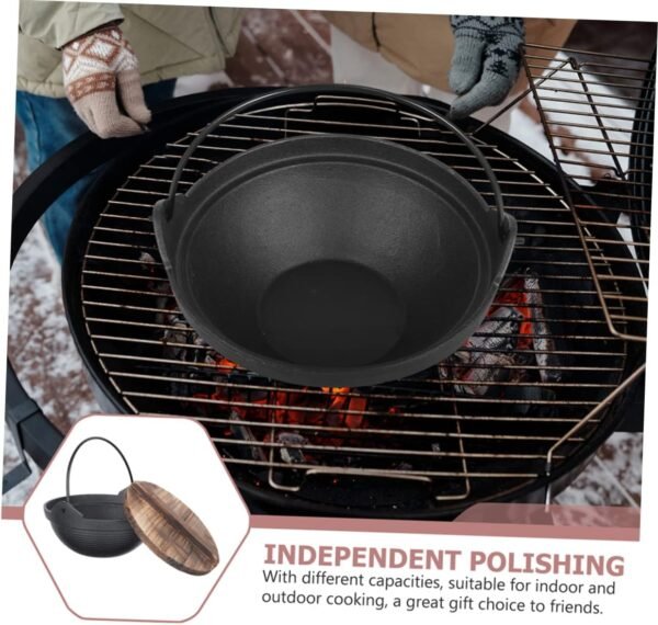 Japanese Sukiyaki Steel Pan Cookware 냄비 Kitchen Fry Japanese Individual Gas Pot Camping Cooking Utensils Induction Wok Potpourri Simmer Pot Japanese Hotpot Kettle Grill Cooker Iron - Image 4