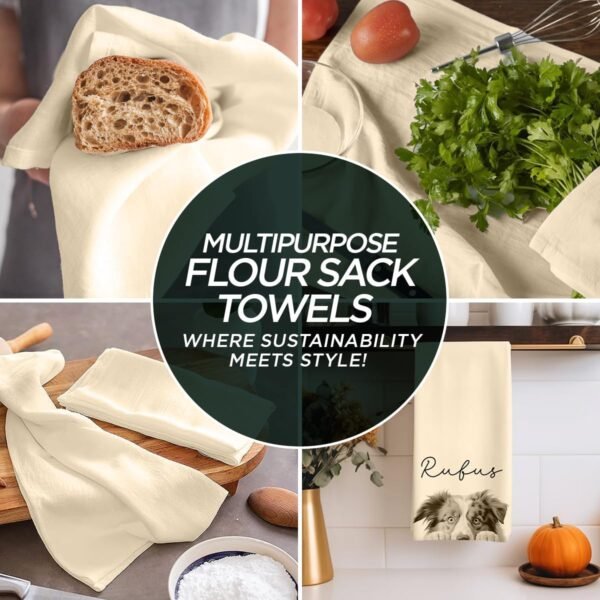 Flour Sack Kitchen Towels |Organic Cotton Blank Towel| Tea Towel Crafting Embroidery|Flat Thick Absorbent Quick Dry | Baking Bread Proofing Breathable Linen Cloth Cover Set of 10, 28 x 28 Inch, Ivory - Image 7