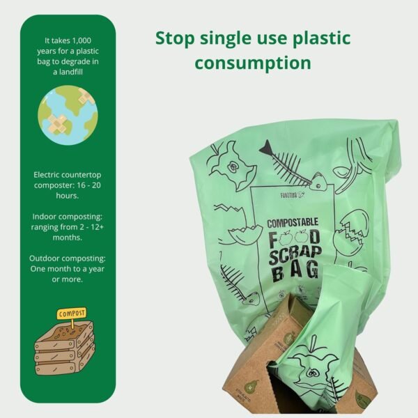 Compost Bags1.3 Gallon, 50 Compostable Trash Bags, Biodegradable, Compostable Bags, Small Compost Bags for Countertop Bin, Bio Composting Bags, Compost Bin Bags, Green Trash Bags, Food Scrap Bags (50) - Image 2