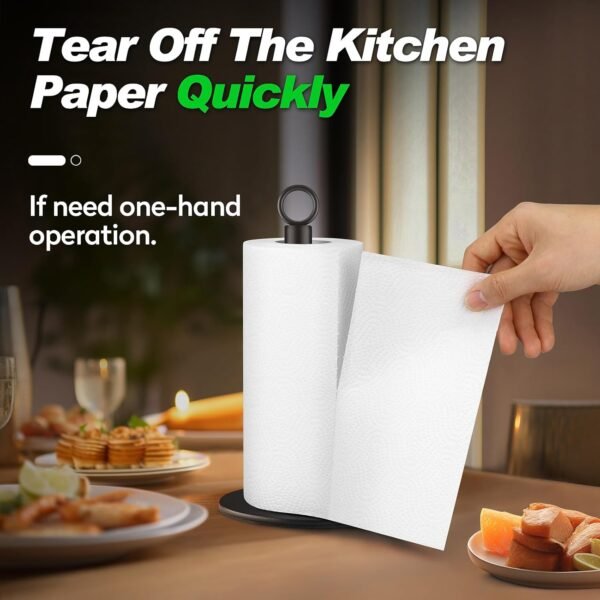 Paper Towel Holder, Paper Towels Holder Countertop, Kitchen Paper Towel Holders, Black Kitchen Roll Holder, Countertop Roll Holders - Image 2