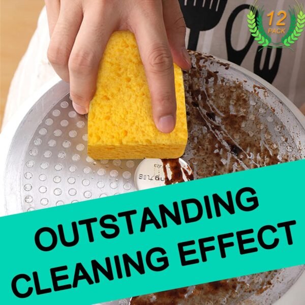 12-Count Extra Large Compressed Sponges Kitchen for Dishes, Sponges for Cleaning, Biodegradable Cellulose Compressed Sponges for Kitchen, Bathroom, Camper, Backpacker - Image 4