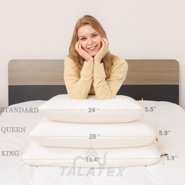 Talalay 100% Natural Premium Latex Pillow, Helps Relieve Pressure, No Memory Foam Chemicals, Perfect Package Best Gift with Removable Tencel Cover - Image 3