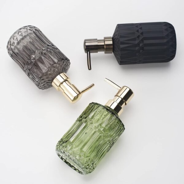 Glass Soap Dispenser Hand Soap Dispenser 12oz/390ml Soap Dispenser Bathroom Kitchen Soap Dispenser/Lotion Dispenser with ABS Plastic Pump Clear Soap Dispenser Green - Image 5
