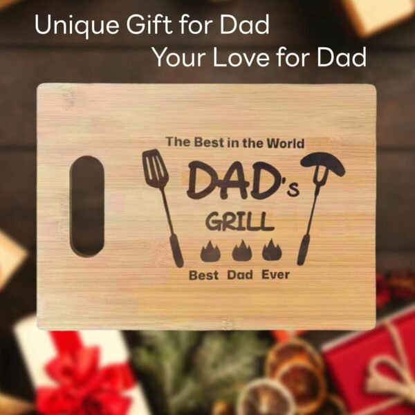 Christmas Gifts for Dad, Dad Gifts, Birthday Gifts for Dad, Bamboo Cutting Board Gift for Father, Dad Gifts from Daughter Son for Christmas - Father's Day - Birthday, 11.8’’L x 8.7’’W x 0.4’’Th - Image 4