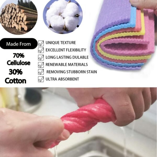 Swedish-dishcloths-for-Kitchen-10 Pack Swedish Dish Towels & Cellulose Sponge Cloth,Biodegradable and Reusable Cleaning Cloths,Absorbent and Quick Drying Dishcloth - Image 4