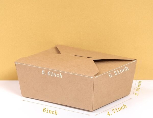 50 Pack 47 oz Large Takeout Food Container, Heavy-duty Microwave Kraft Paper Takeout Box, Leak Proof and Oil Resistant Paper Lunch Box, Cardboard Takeout Box for Restaurants, Homes, and Gatherings - Image 2