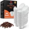 200 Count Fanativita K Cup Filters Disposable with Genius Lid Design, Fit All Reusable K Cups for Keurig (White)