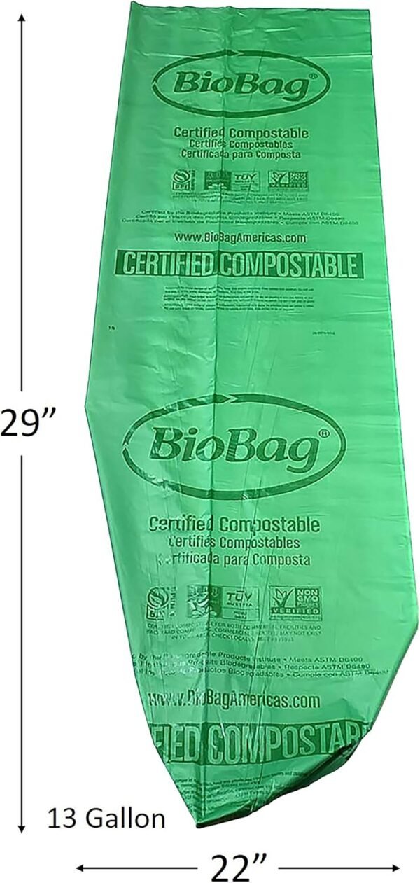BioBag USA, 13 Gallon Compostable Kitchen Trash Bags, 144 Count, 100% Certified, Compatible with Backyard Composting, Keep Trash Clean and Free of Debris - Image 5
