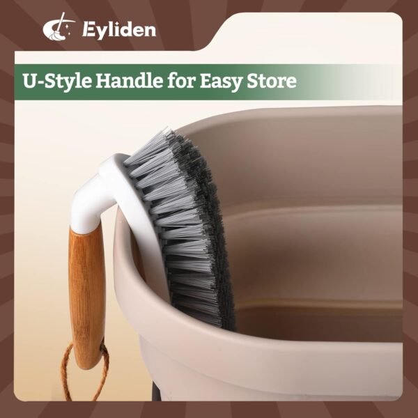 Eyliden Scrub Brush, 2 Pack Heavy-Duty Stiff Bristles Cleaning Brush, Natural Bamboo Handle, Multi Purpose Scrub Brushes for Bathroom Floor Tub Shower Kitchen Sink Carpet & Other Surface, Grey+White - Image 5