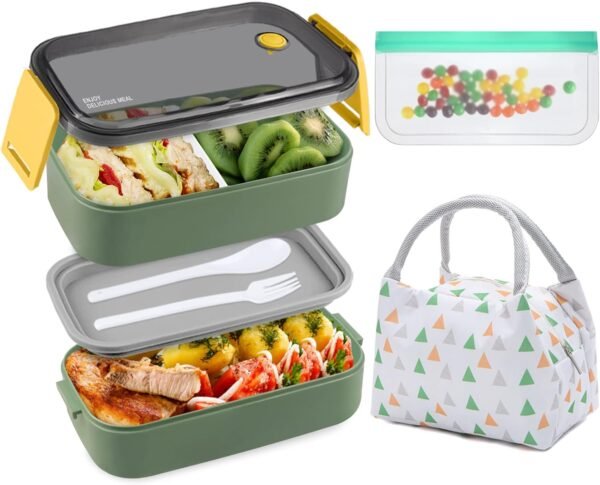 NatraProw Bento Box Lunch Box Set for Adults, Leak Proof, Portion Control, Microwave Safe, BPA Free, Durable Polypropylene