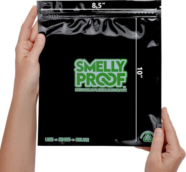 10pk 4-MIL Thick HEAVY DUTY Smelly Proof Reusable Bags Black, Reusable Food Storage Bags, Washable Ziplock Bags, US-Made, BPA Free, No PEVA, Non-Silicone, 10 x Reusable Freezer Bags, Quart 8.5" x 10" - Image 2