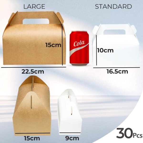 UnicoPak 30 Pcs 9x6x6 Large Gable Boxes Gift Boxes with Handles Food-grade Bakery Boxes Treat Boxes Paper Lunch Boxes To Go for Birthday Wedding Party Favors Picnic Business Christmas - Image 2