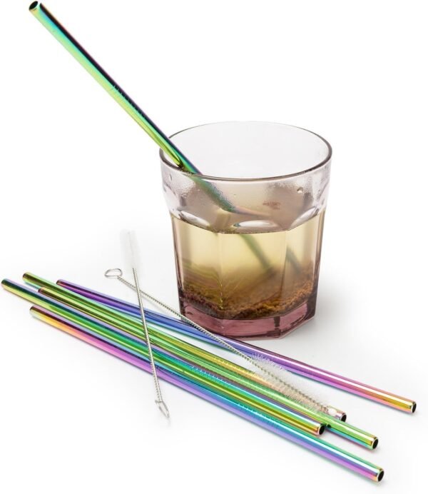 Stainless Steel Straws Iridescence Colors, Fits 30 oz Tumbler, Extra Long Reusable Ecofriendly (30oz, Straight) - Image 5