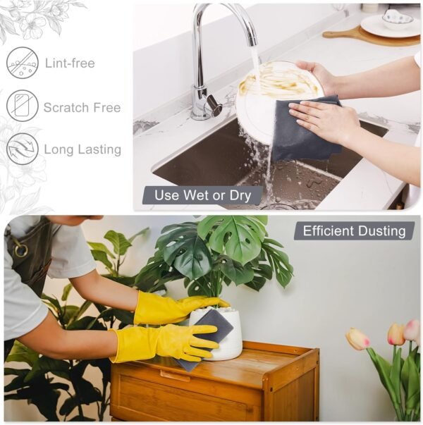 Homaxy Microfiber Cleaning Cloth Roll, 40 Pack Reusable Tear Away Towels, 11.8" x 11.8", Ultra Absorbent and Lint Free Cleaning Rags Towels for Car, House, Kitchen, Grey - Image 4