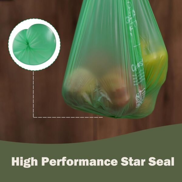 Compost Handle Bags 1.6 Gallon 6Liter Extra Thick 0.6 Mils Compostable Food Scrap Waste Bags with US BPI ASTM D6400 and Europe OK Compost Home Certified Pink 80 Couts - Image 6