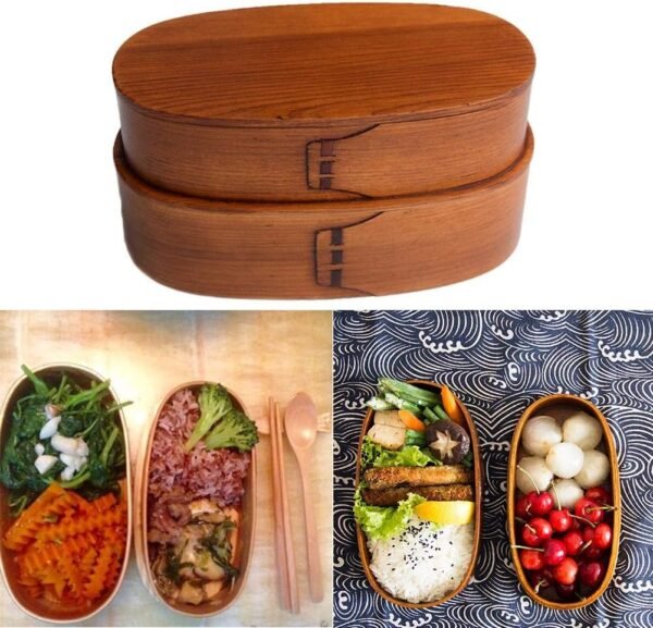 DODY Wooden Lunch boxes, Japanese Traditional Natural Square Wooden Lunch Containers Women's Men's Adult Kids Wood Bento Box with Spoon Fork kit and Storage bag - Image 6