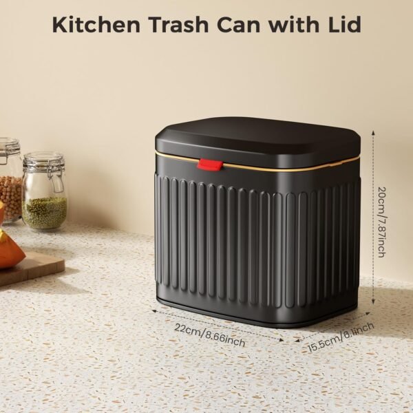 Stainless Hanging Trash Can with Lid, 4L Kitchen Compost Bin for Counter Top, Garbag Can Compost Bin Under Sink or Wall Mount for Kitchen Bathroom RV (Matte Black) - Image 4