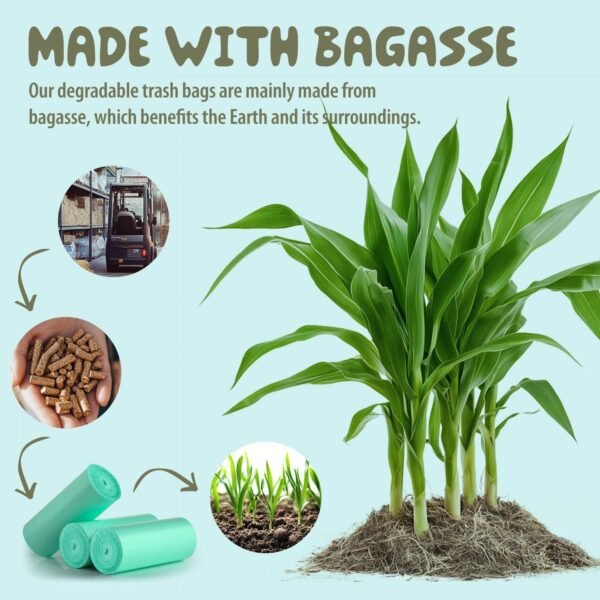 Small Compost Bags 1.2 Gallon Small Trash Bags, 100 Count Compostable Trash Bags Small Biodegradable Trash Bags for Kitchen Bathroom Office Fit 4.5-5 Liter Small Trash Can, Green - Image 3