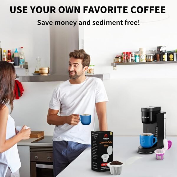 200 Count Fanativita K Cup Filters Disposable with Genius Lid Design, Fit All Reusable K Cups for Keurig (White) - Image 6