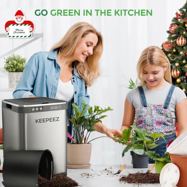 4L Smart Electric Composter for Kitchen, Odorless Kitchen Composter with 2 Carbon Filter, Energy Efficient Countertop Compost Bin with 3 Modes/Auto-Cleaning/Silent,Quickly Turn Food Waste into Compost - Image 7