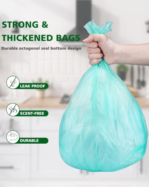 Compostable Trash Bags 1.2 Gallon 150 Packs,AYOTEE Small Compost Bags,Small Biodegradable Trash Bags Green Are Suitable For 1-2 Gallon And 4-8 Liter Small Trash bags can liner - Image 9