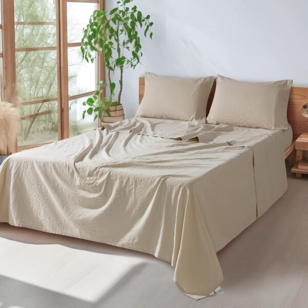 SONORO KATE 100% French Pure Linen Sheets, Breathable and Durable Line King Size Sheets, Anti-Tear Line Bed Sheets, Machine Washable, 16 Inch Deep Pocket - 4 Piece (Natural Linen, King) - Image 9