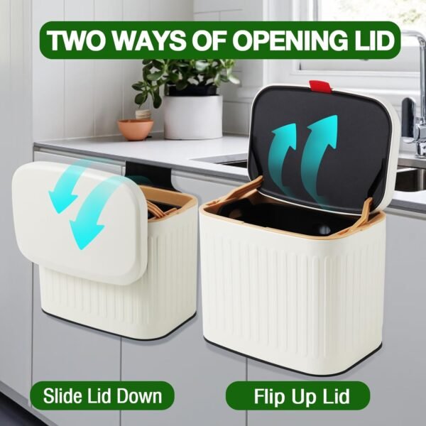 Kitchen Compost Bin Hanging Trash Can with Lid Detachable Compost Bin Stainless Steel Trash Can Small Compost Bin Countertop Mount Kitchen Food Waste Bin Garbage Can for Cabinet, Under Sink, Bathroom - Image 3