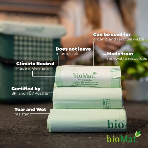 bioMat 35 Gallon Compostable Trash Bags; 30 Count, BPI ASTM D6400; Tear Resistant & Leak Proof Compostable Bags for Kitchen Compost Bin - Image 4