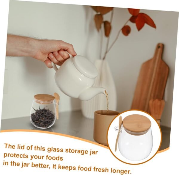 Glass Jar Convenient Canister Home Accessory Tea Leaves Jar Tea Storage Jar Loose Tea Canister Nuts Canister Dry Goods Canister Dustproof Tea Jar Tea Storage Can Tea Container Wood - Image 9