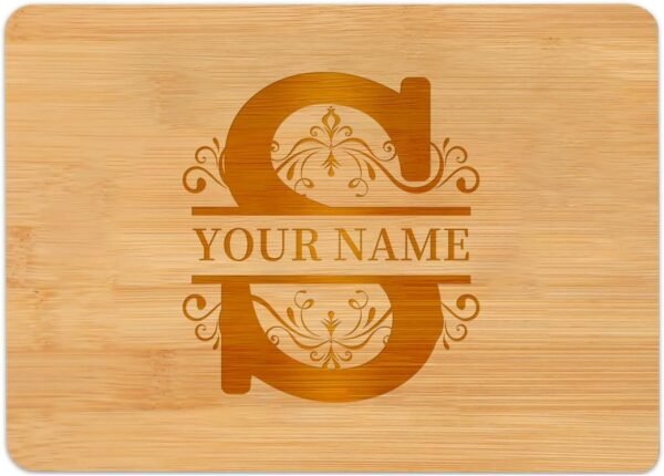 Vantaso Personalized Bamboo Cutting Board - Customized Alphabet Themed Chopping Block,Unique Gifts For Friends And Family,Great Present For Weddings, Housewarmings, Anniversaries And Holiday Gifts