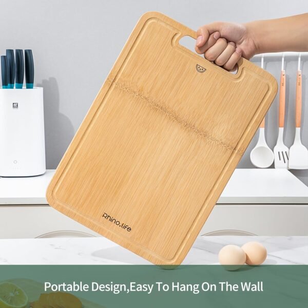 Totally Unfold Bamboo Cutting Boards for Kitchen Gift Non Toxic Solid Unfold Nature Working Surface No Glue Non Toxic No Paint Thick One piece Chopping Charcuterie Cheese board Wooden meat - Image 5