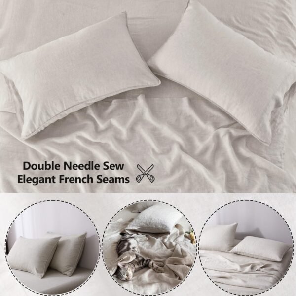 S VICTORY SYMBOL 100% Organic Linen Pillow Cases 20x40inch Set of 2,French Flax Soft Basic StylePillowcase Natural Linen Colour,King Size - Image 3