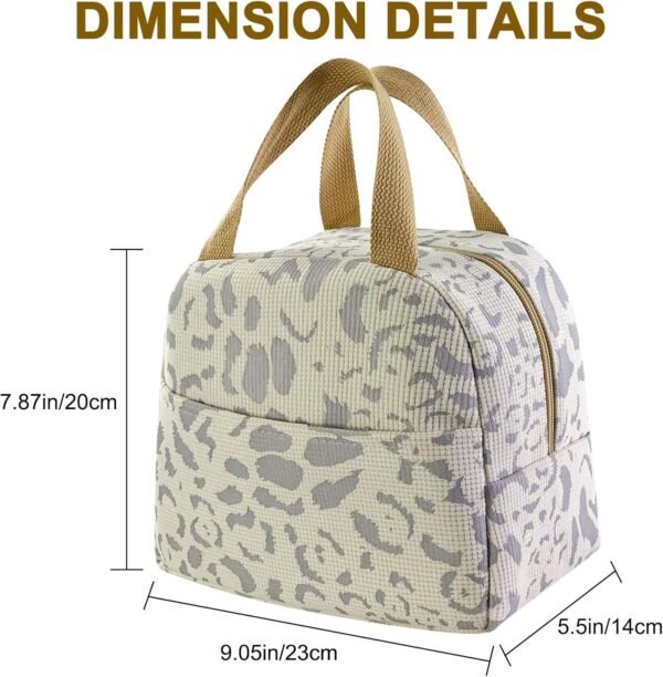 Mziart Lunch Bag Lunch Box for Women Men, Cute Ink Pattern Lunch Tote Bag Aesthetic Insulated Bento Box Meal Prep Containers Reusable Lunch Cooler Bag for Work Office Picnic Beach Travel (Beige) - Image 2