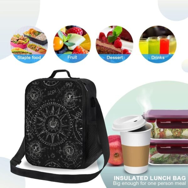 Insulated Lunch Bags for Women Supernatural Symbols Black Reusable Lunch Boxes Waterproof Shoulder Bag Lunch Cooler Bag for Work - Image 3