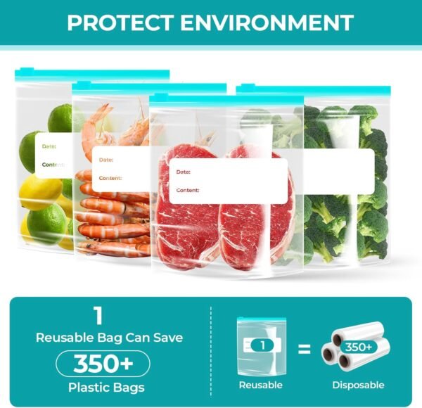 30 PCS Storage Bags, Reusable Food Storage Bags, Household Plastic Sealer Bags, Thickened Refrigerator Storage and Distribution Bags for Kitchen, Locker, Refrigerator and Mirowave oven - Image 4
