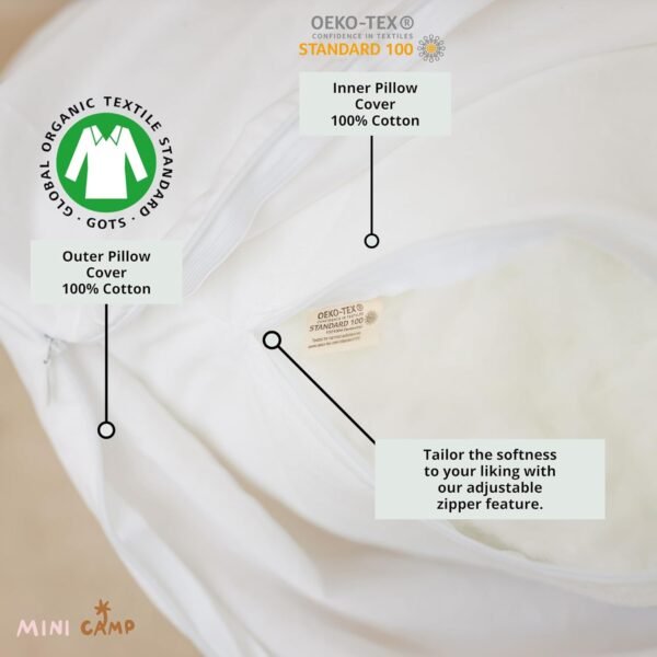 U Shaped Body Pillow - Cooling Maternity Pillow for Pregnant Women with Organic GOTS Certified Cotton Cover - Cuddle Pillow for Adults - Pregnancy Must Have for Comfy Sleep and Relief! - Image 6